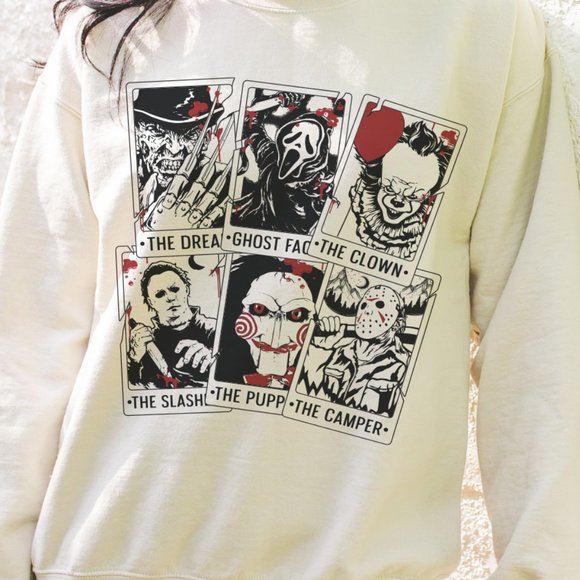 Desert Bloom Darlin Sweaters - Red Fright Night Tarot Cards Sand Sweatshirt